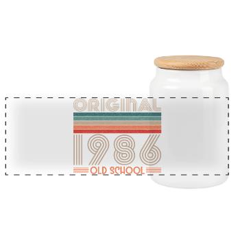 ORIGINAL 1986 OLD SCHOOL 40th Birthday - Panoramic Cookie Jar with Wooden Lid - white - Front
