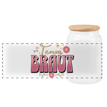 Team Bride Hen Party - Panoramic Cookie Jar with Wooden Lid - white - Front