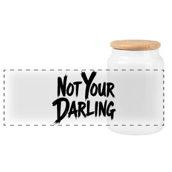 Not Your Darling Statement Saying Streetwear - Panoramic Cookie Jar with Wooden Lid - white - Front