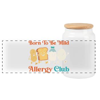 Drôle d’allergie du club née légère et faible allergique alimentaire Jo - Boîte à biscuits avec couvercle en bois - blanc - Devant