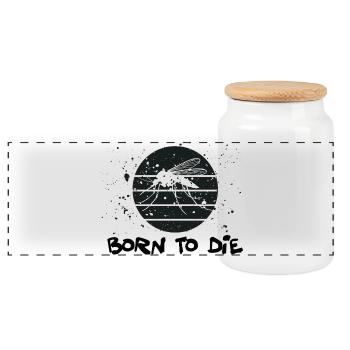 « Born to Die » – Un design rétro sarcastique - Boîte à biscuits avec couvercle en bois - blanc - Devant