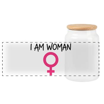 Je suis une femme Féminisme Femme de pouvoir - Boîte à biscuits avec couvercle en bois - blanc - Devant