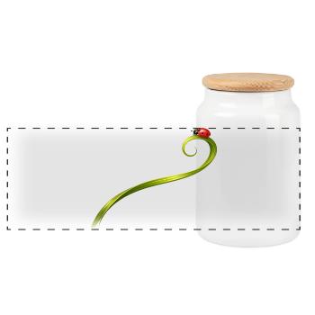 Ladybug on curved blade of grass - Panoramic Cookie Jar with Wooden Lid - white - Front