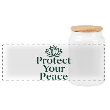 Protect Your Peace Lotus Flower Yoga Meditation - Panoramic Cookie Jar with Wooden Lid - white - Front