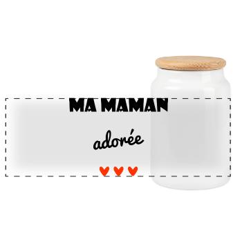 MOM. MOTHER'S DAY. HEART. FEAST. HAPPY BIRTHDAY - Panoramic Cookie Jar with Wooden Lid - white - Front