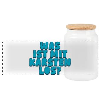 Was ist mit Karsten los? - Panorama Keksdose mit Holzdeckel - Weiß - Vorne