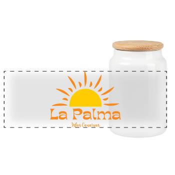 La Palma Sunset Sunburst  - Panoramic Cookie Jar with Wooden Lid - white - Front