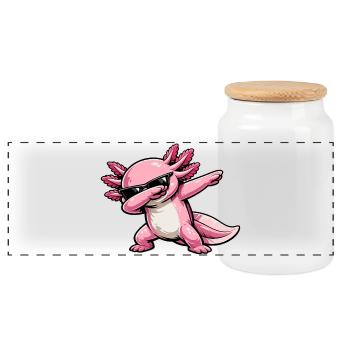 Axlotl en dabing - Boîte à biscuits avec couvercle en bois - blanc - Devant