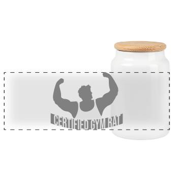 Certified Gym Rat Funny Fitness Training Saying - Panoramic Cookie Jar with Wooden Lid - white - Front