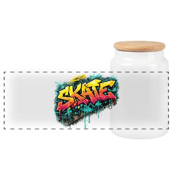 Skate Graffiti Explosion - Panorama Keksdose mit Holzdeckel - Weiß - Vorne