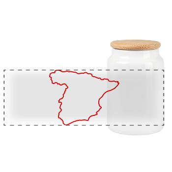 Silhouette de l’Espagne en rouge vif - Boîte à biscuits avec couvercle en bois - blanc - Devant