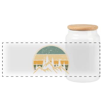 Alps Mountains Forest Nature Hiking Mountaineering - Panoramic Cookie Jar with Wooden Lid - white - Front