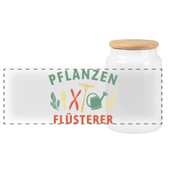 Pflanzen Flüsterer - Retro Gärtner Natur - Panorama Keksdose mit Holzdeckel - Weiß - Vorne