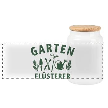 Garten Flüsterer - Retro Gärtner Natur - Panorama Keksdose mit Holzdeckel - Weiß - Vorne
