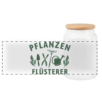 Pflanzen Flüsterer - Retro Gärtner Natur - Panorama Keksdose mit Holzdeckel - Weiß - Vorne