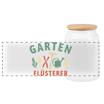 Garten Flüsterer - Retro Gärtner Natur - Panorama Keksdose mit Holzdeckel - Weiß - Vorne