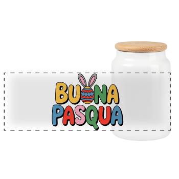Buna Pasqua Bunny - Boîte à biscuits avec couvercle en bois - blanc - Devant