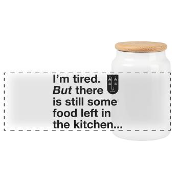 Late Night Snack Humor - Panoramic Cookie Jar with Wooden Lid - white - Front