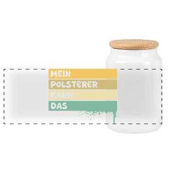 Handwerker Polsterer - Panorama Keksdose mit Holzdeckel - Weiß - Vorne