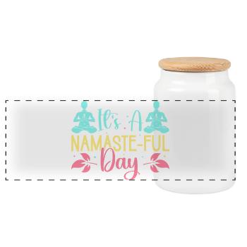 Yoga It´s A Namaste-ful Day Funny Yoga - Panorama Keksdose mit Holzdeckel - Weiß - Vorne