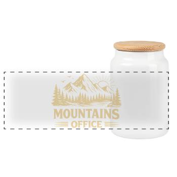 Mountains Office Mountain Lover Adventure Sayings - Panoramic Cookie Jar with Wooden Lid - white - Front