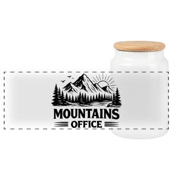 Mountains Office Mountain Lovers Adventure - Panoramic Cookie Jar with Wooden Lid - white - Front