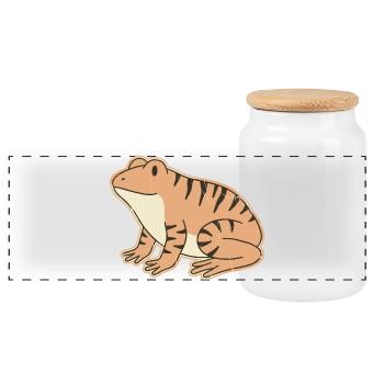 orange toad with retro stripes tabby stripes - Panoramic Cookie Jar with Wooden Lid - white - Front
