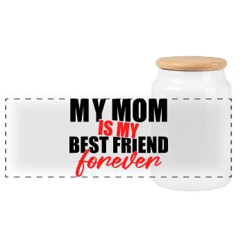 Maman est ma meilleure amie Forever Shirt - Boîte à biscuits avec couvercle en bois - blanc - Devant
