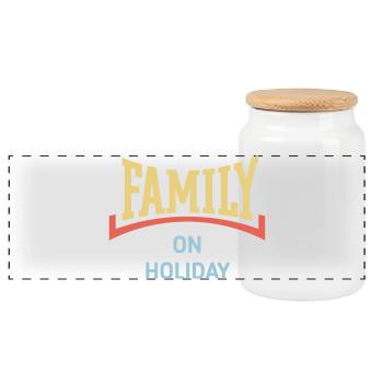 Family On Holiday (Family Holiday / Concave / 3C) - Panoramic Cookie Jar with Wooden Lid - white - Front
