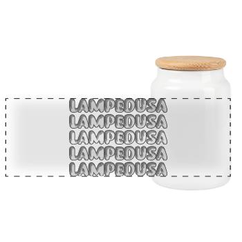 Diving Lampedusa - Panoramic Cookie Jar with Wooden Lid - white - Front