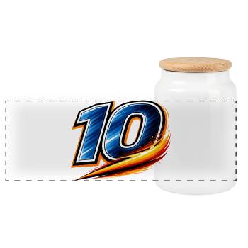 Number 10 Football Shirt Playmaker Star - Panoramic Cookie Jar with Wooden Lid - white - Front