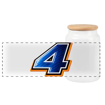 Number 4 Football Jersey Sporty Design - Panoramic Cookie Jar with Wooden Lid - white - Front