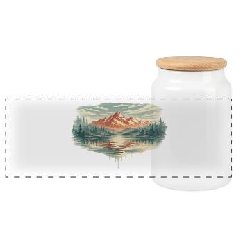 Pastel Mountain Lake - Panorama Keksdose mit Holzdeckel - Weiß - Vorne