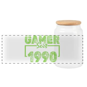 1990 - Boîte à biscuits avec couvercle en bois - blanc - Devant