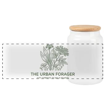 Urban Forager Botanical Sketch Wild Food Art - Panoramic Cookie Jar with Wooden Lid - white - Front