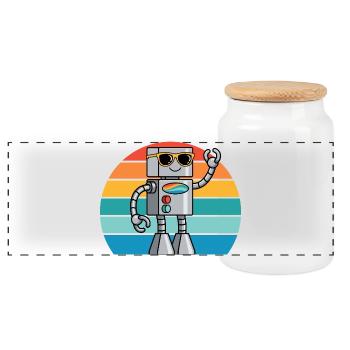 Robot Ki rétro pour les passionnés de technologie et les fans de robots - Boîte à biscuits avec couvercle en bois - blanc - Devant