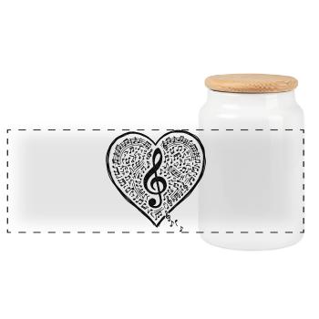 Musik Herz Notenschlüssel Liebe Sound - Panorama Keksdose mit Holzdeckel - Weiß - Vorne