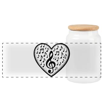 Musik Herz Notenschlüssel Liebe Sound - Panorama Keksdose mit Holzdeckel - Weiß - Vorne