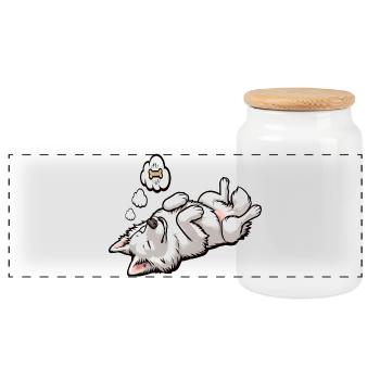 Chiens bergers blancs bergers - Boîte à biscuits avec couvercle en bois - blanc - Devant