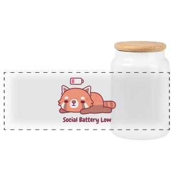 Panda roux mignon fatigué introverti social Batterie sociale faible - Boîte à biscuits avec couvercle en bois - blanc - Devant