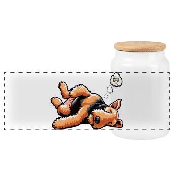 Airedale Terrier Airedales Airedale Lover - Boîte à biscuits avec couvercle en bois - blanc - Devant
