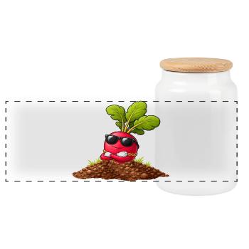 Radis cool avec lunettes de soleil et collier - Boîte à biscuits avec couvercle en bois - blanc - Devant