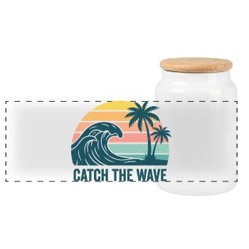 Surf Shirt Waves Sea Retro Surfer Cadeau - Boîte à biscuits avec couvercle en bois - blanc - Devant