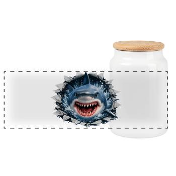 Conception de l’épidémie de requins de rupture - Boîte à biscuits avec couvercle en bois - blanc - Devant