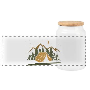 Moonlit Forest Tent - Panoramic Cookie Jar with Wooden Lid - white - Front