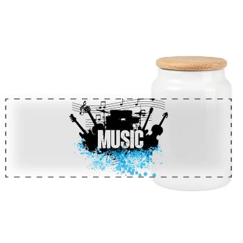 Musique Splash Grunge Typographie - Boîte à biscuits avec couvercle en bois - blanc - Devant