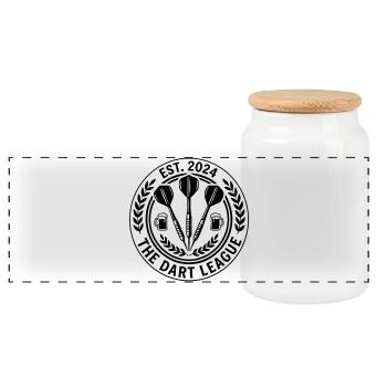 The Dart League Est 2024 - Panoramic Cookie Jar with Wooden Lid - white - Front