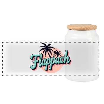 Flappach Palmen Retro Sommer - Panorama Keksdose mit Holzdeckel - Weiß - Vorne