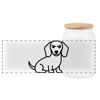 Mauvais Teckel Rond-plan - Boîte à biscuits avec couvercle en bois - blanc - Devant