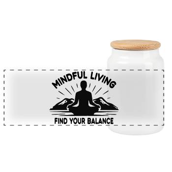 Yoga, méditation, montagnes, pleine conscience, tranquillité - Boîte à biscuits avec couvercle en bois - blanc - Devant